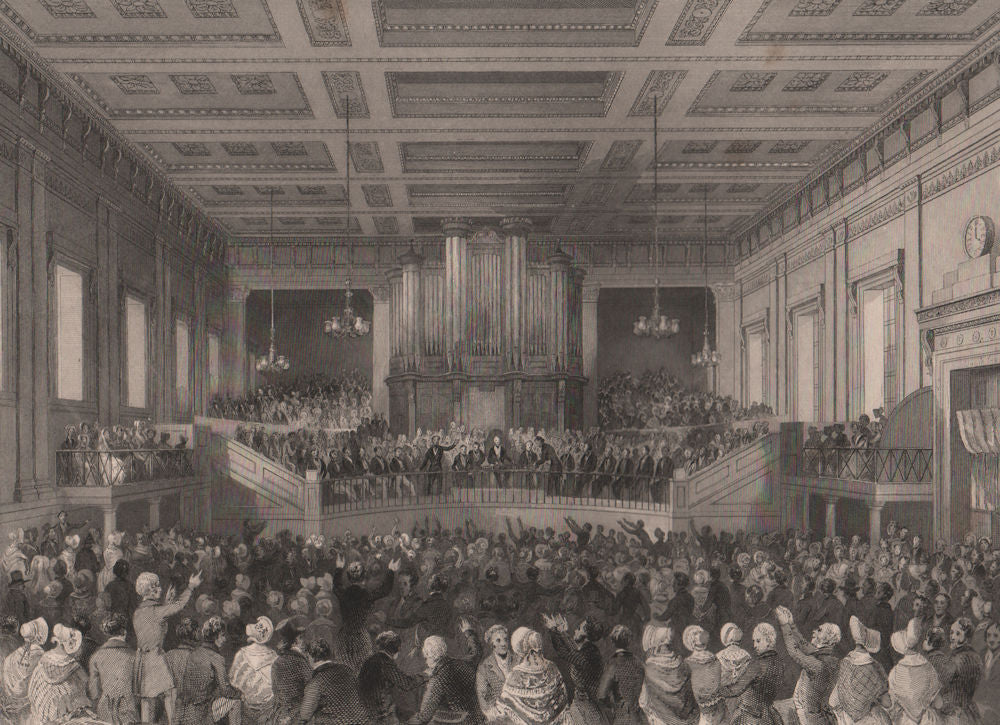 Exeter Hall. The great anti-slavery meeting, 1841. LONDON INTERIORS 1841 print